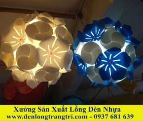 Lồng Đèn Nhựa Tú Cầu Hoa Mai- Hoa Đào  1 Bông  33cm