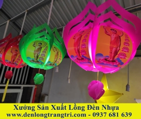 Lồng Đèn Nhựa Hoa Sen In Hình Phật 30cm