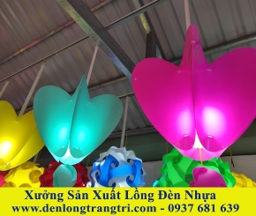 Lồng Đèn Nhựa Trái Tim 5 Mảnh 40cm