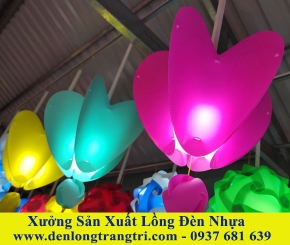 Lồng Đèn Nhựa Trái Tim 5 Mảnh 30cm